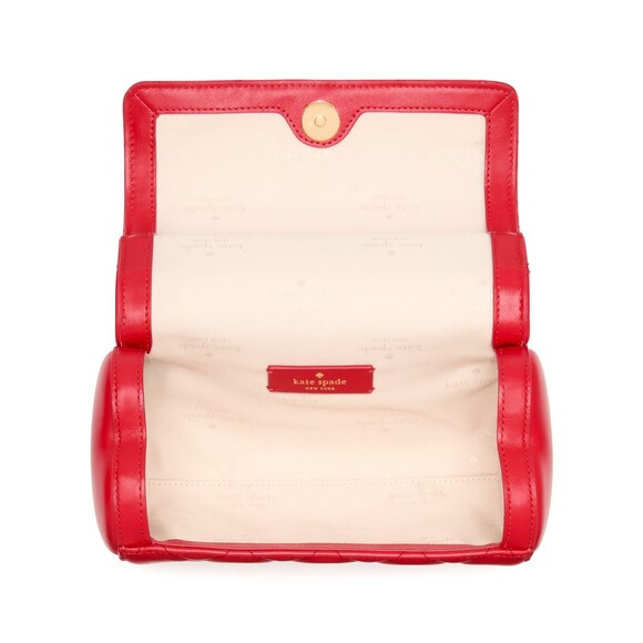 New Kate Spade Heart Barrel Quilted Crossbody Ruby Red - Picture 3 of 5